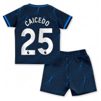 Dres Chelsea Moises Caicedo #25 Preč pre deti 2023-24 Krátky Rukáv (+ trenírky)